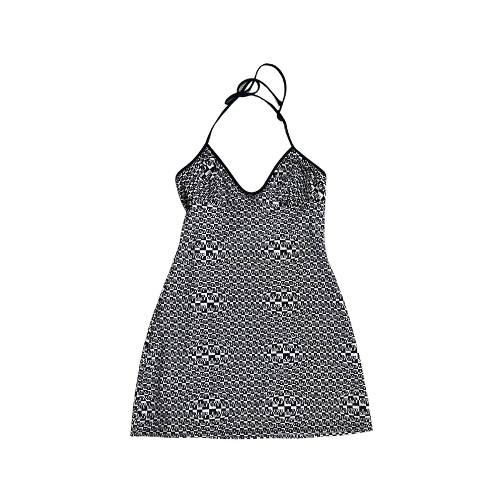 GIANFRANCO FERRE Halter Monogram Mini Dress sz S/M